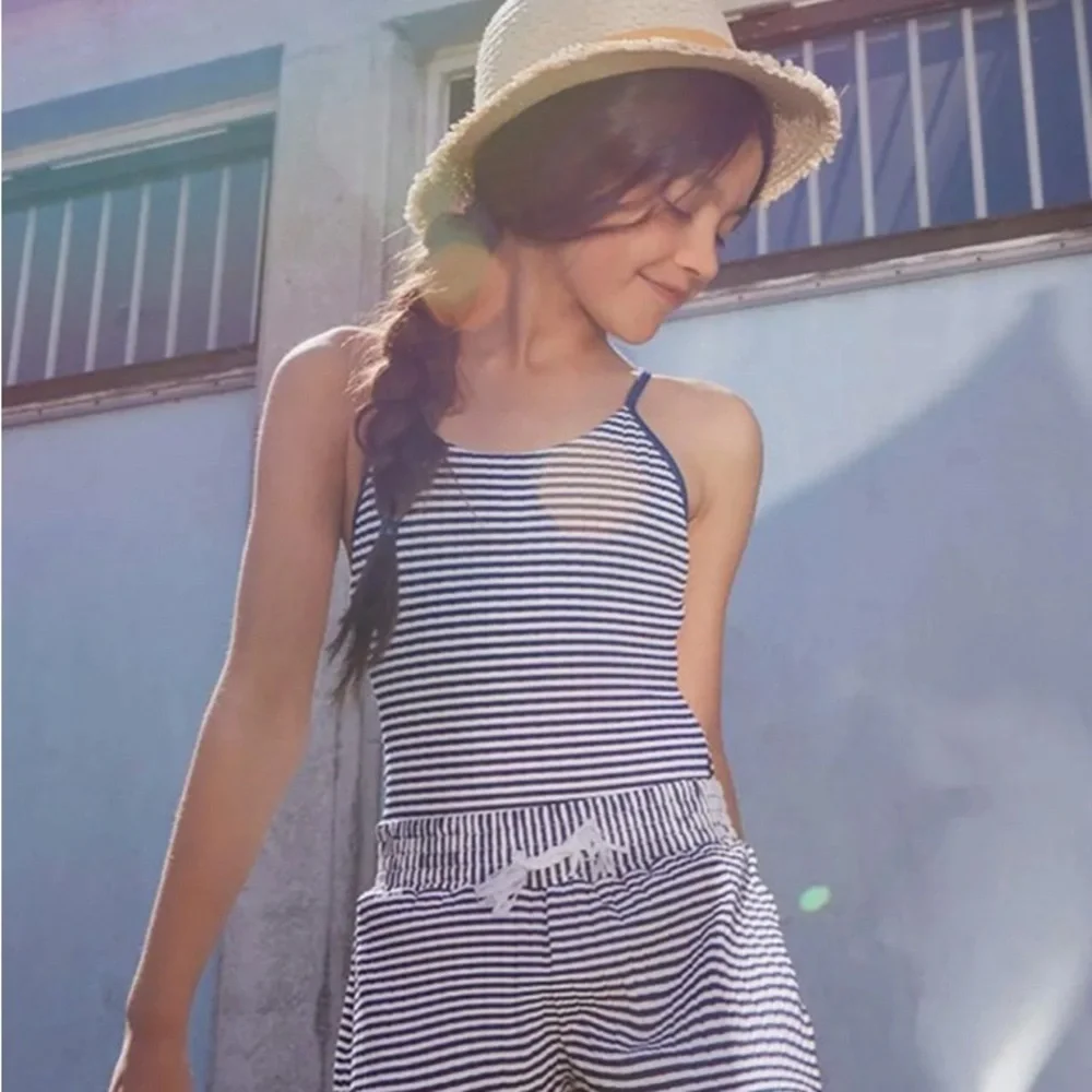 Molo Striped Navy and White Kids Swimwear